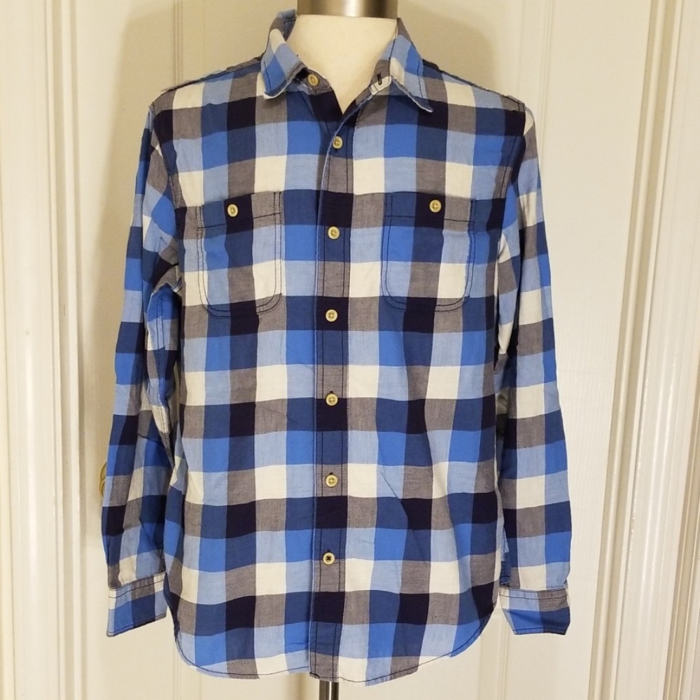 American Eagle classic fit blue/white flannel L